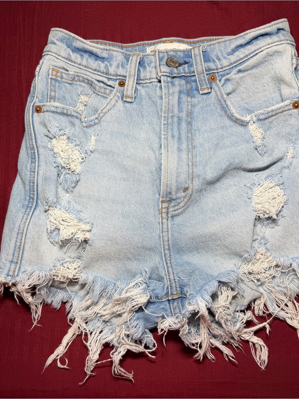 Abercrombie & Fitch Light Blue Distressed Denim Cutoff Shorts